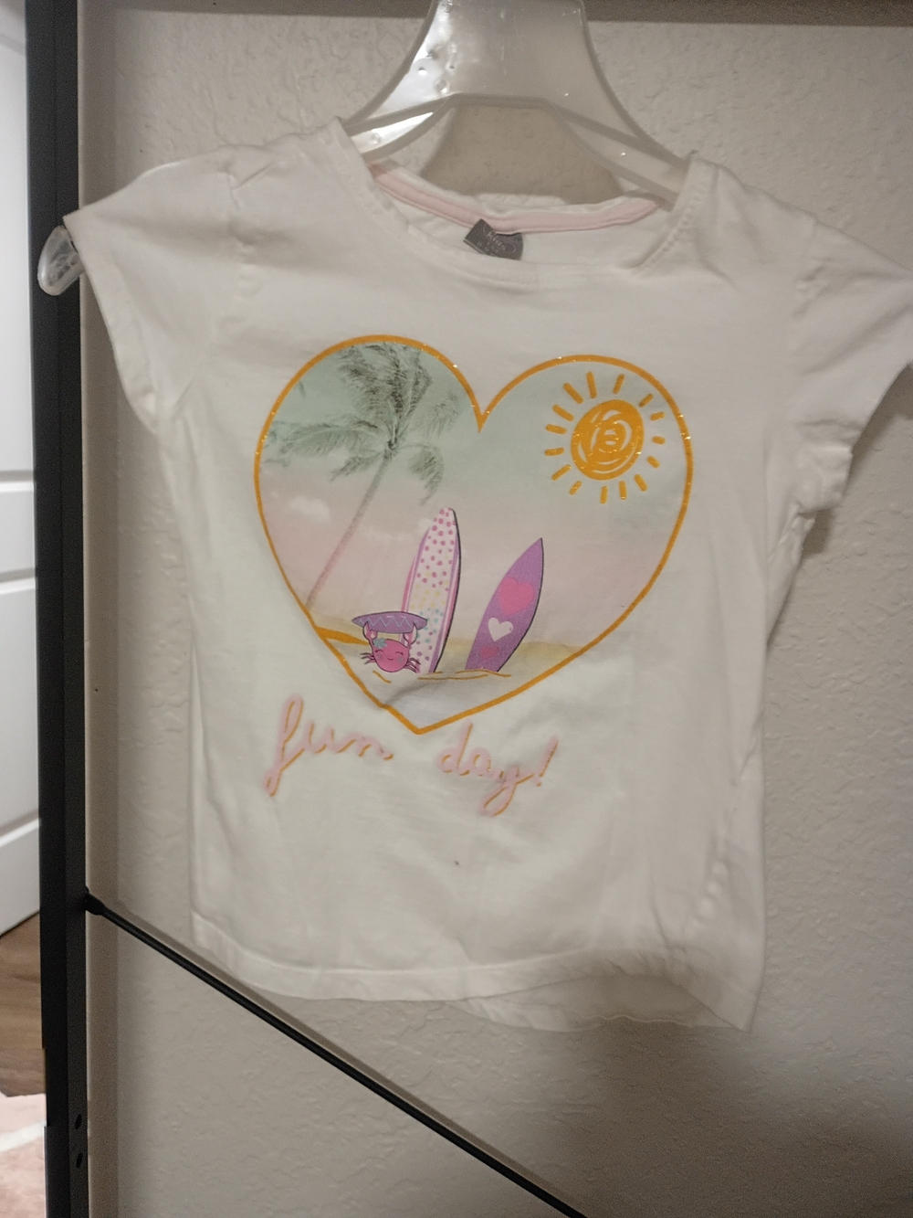 Girls Little Kids Made In India White 'Fun Day' Heart Surf Graphic Tee